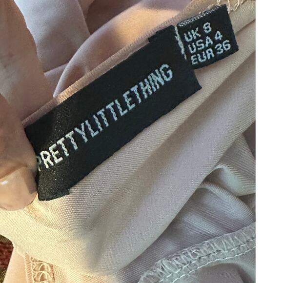 PrettyLittleThings pale pink one shoulder long sleeve bodysuit size 4 - Picture 3 of 14